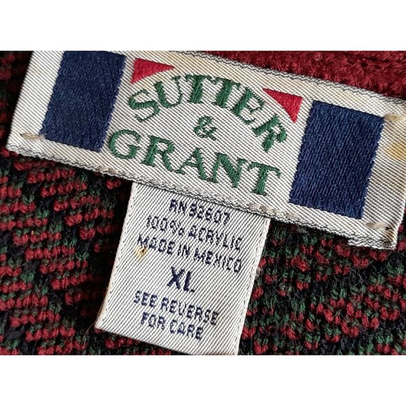 Vintage Mens Size XL Grandpa Chunky Tartan Plaid Heavyweight Warm Golf Cardigan - Picture 8 of 12